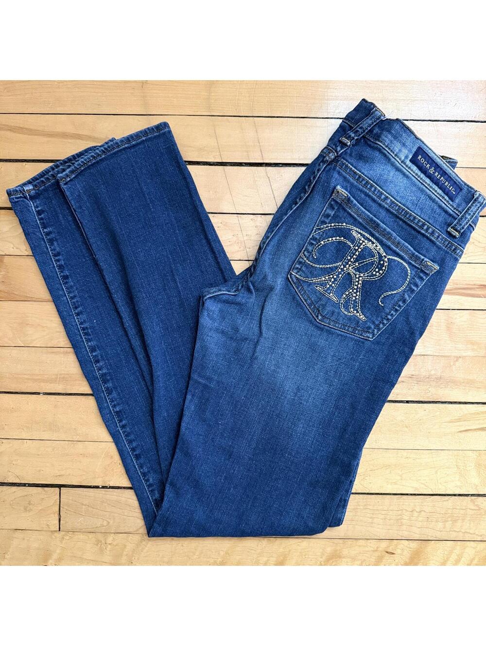 Rock & Republic Berlin Skinny Jeans Women’s Size 6M 30x30 Studded Y2K